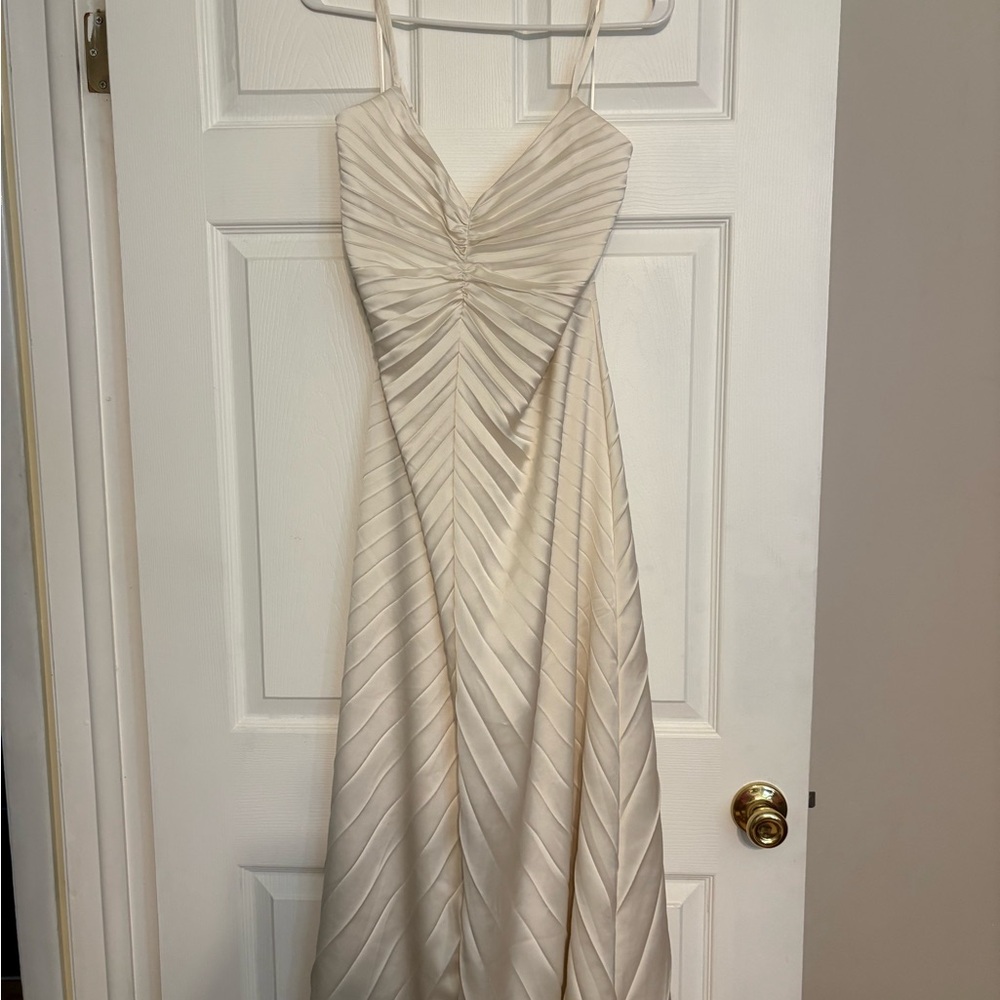 Abercrombie color, pearl pleated maxi bridal dress
